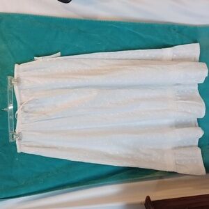 NEW Erika White Embroidered Eyelet Midi Skirt Sz PS, Waist=13.5", Elastic, L=31"